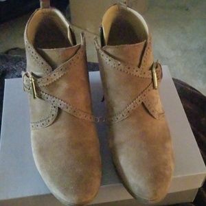 Brown suede Franco Sarto wedge boots